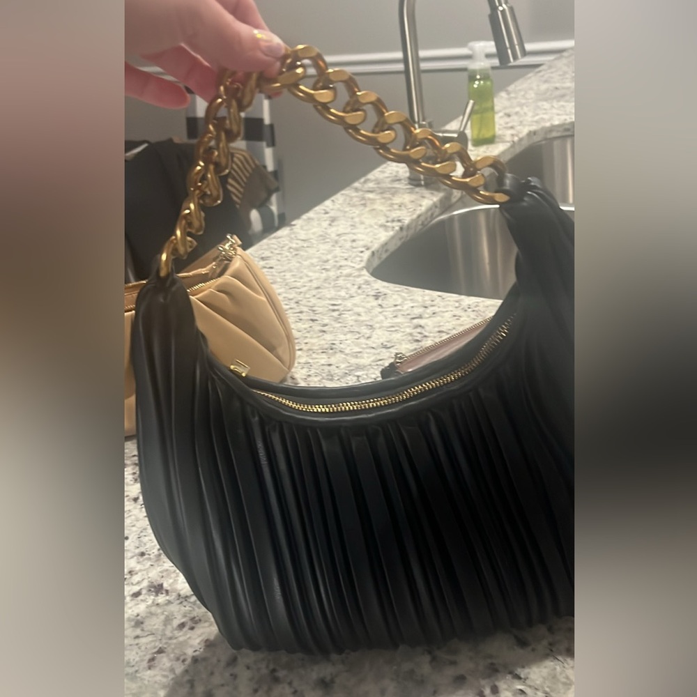 Black Purse with Gold Chain